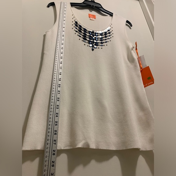 NWT Hearts of Palms Women’s 3X Embellished Tank Top Silver Sequence & Sapphire - Picture 2 of 13